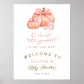 Een beetje pompoen is onderweg Pink Bow welkom Poster (Voorkant)