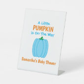 Een beetje pompoen is onderweg reclamebord met voetstuk (Voorkant)