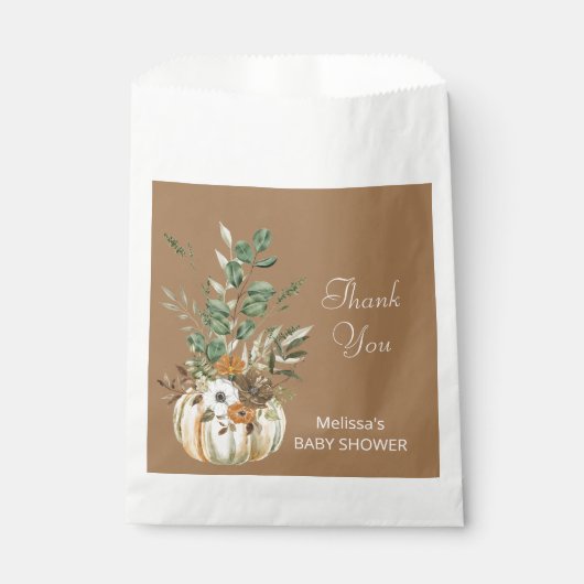 Een beetje pompoen is onderweg rustieke bruine blo bedankzakje (Voorkant)