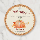 Een beetje pompoen is op de weg Herfst Baby shower Bedankjes Labels (Achterkant)