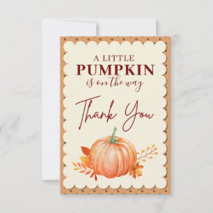 Een beetje pompoen is op de weg Herfst Baby shower Bedankkaart