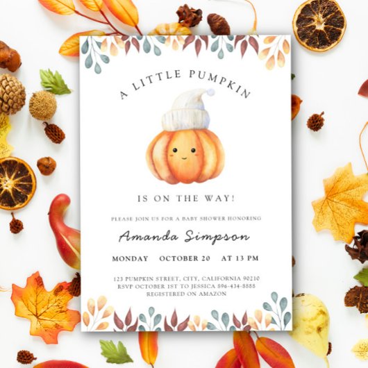 Een beetje pompoen is op de weg Herfst Baby shower Kaart