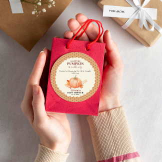 Een beetje pompoen is op de weg Herfst Baby shower Ronde Sticker