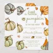 Een beetje pompoen is op de weg Sage Baby shower Kaart (Voorkant / Achterkant)