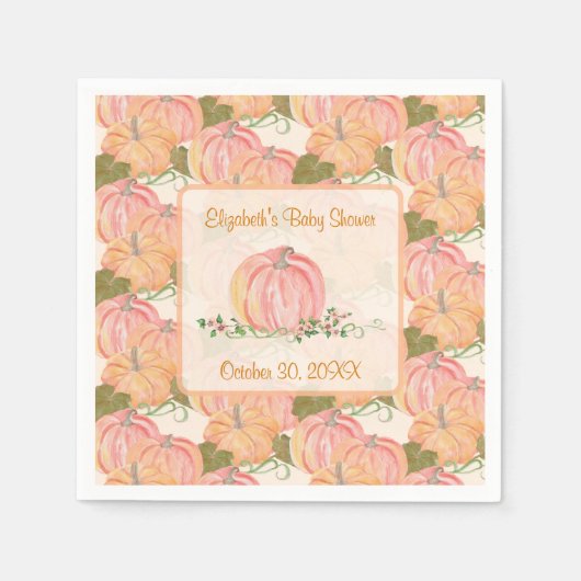 Een beetje pompoen is op weg naar het Baby shower Servet (Voorkant)