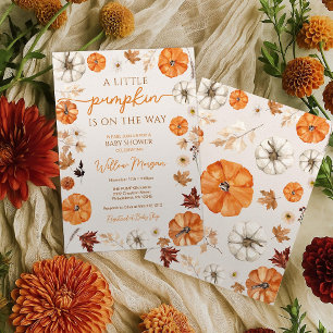Een beetje pompoen Minimal Baby shower Invitation Kaart
