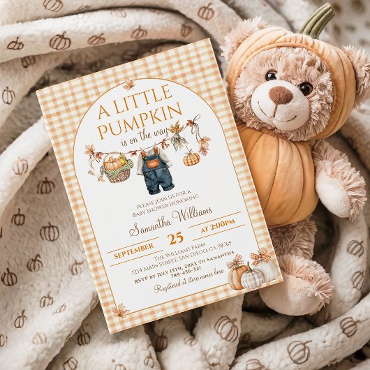 Een beetje pompoen moderne Herfst Baby shower Kaart