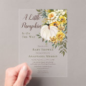 Een beetje pompoen oogst gouden bloemig Baby showe Acryl Uitnodigingen (Insitu (Draagbaar))
