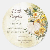 Een beetje pompoen oogst gouden bloemig Baby showe Ronde Sticker (Voorkant)