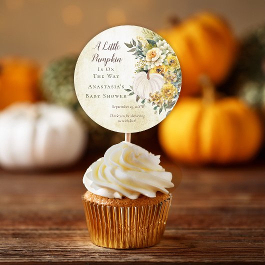 Een beetje pompoen oogst gouden bloemig Baby showe Ronde Sticker