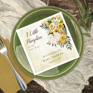 Een beetje pompoen oogst gouden bloemig Baby showe Servet