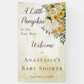 Een beetje pompoen oogst gouden bloemig Baby showe Spandoek (Verticaal)