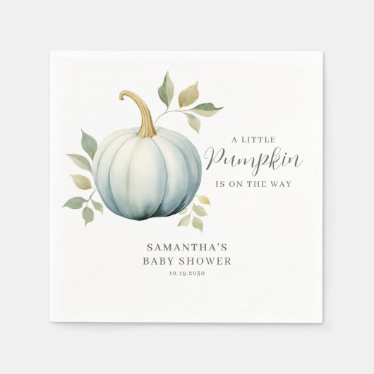 Een beetje pompoen op de weg blauw Baby shower Servet (Voorkant)