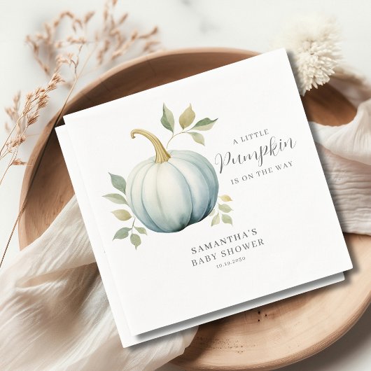 Een beetje pompoen op de weg blauw Baby shower Servet