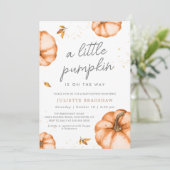 Een beetje pompoen op de weg Herfst Baby shower Kaart (Staand voorkant)