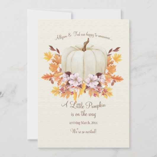 Een beetje pompoen op weg naar aankondiging van zw (Voorkant)