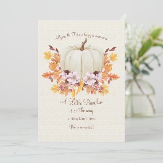 Een beetje pompoen op weg naar aankondiging van zw (Staand voorkant)