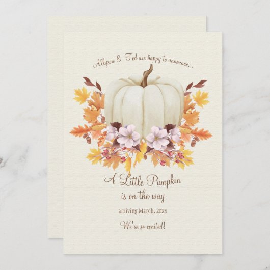 Een beetje pompoen op weg naar aankondiging van zw (Voorkant / Achterkant)