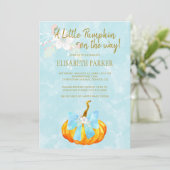 Een beetje pompoen op weg naar de herfst baby boy  kaart (Staand voorkant)