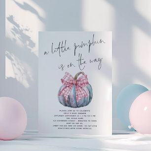 Een beetje pompoen Pink Coquette Bow Baby shower Kaart