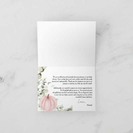 Een beetje pompoen roze Baby shower Bedankkaart (Binnen)