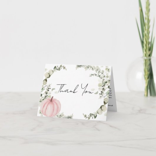 Een beetje pompoen roze Baby shower Bedankkaart (Voorkant)