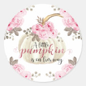 Een beetje pompoen roze bloemige glitter ronde sticker (Voorkant)
