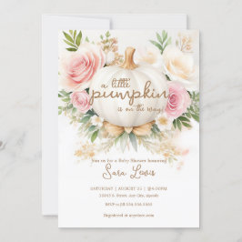 Een beetje pompoen roze Herfst bloemig Baby shower Kaart
