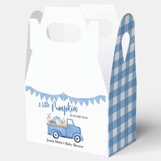 Een beetje pompoen rustiek blauw vrachtwagen Baby  Bedankdoosjes (Geopend)