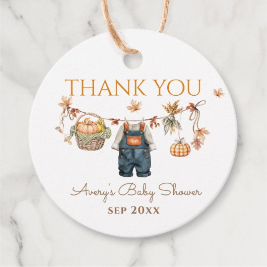 Een beetje pompoen rustieke Boho Herfst Baby showe Bedankjes Labels (Voorkant)