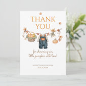 Een beetje pompoen rustieke Boho Herfst Baby showe Bedankkaart (Staand voorkant)