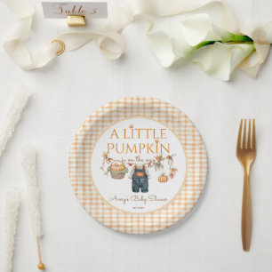 Een beetje pompoen rustieke Boho Herfst Baby showe Papieren Bordje