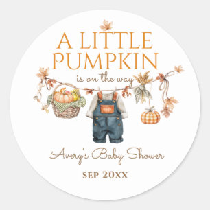 Een beetje pompoen rustieke Boho Herfst Baby showe Ronde Sticker