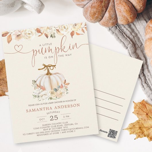 Een beetje pompoen rustieke herfst Baby shower Briefkaart