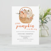 Een beetje pompoen rustieke Herfst Baby shower Kaart (Staand voorkant)