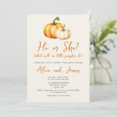 Een beetje pompoen rustieke Herfst gender reveal p Kaart (Staand voorkant)