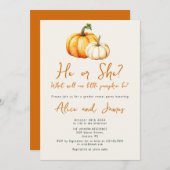 Een beetje pompoen rustieke Herfst gender reveal p Kaart (Voorkant / Achterkant)