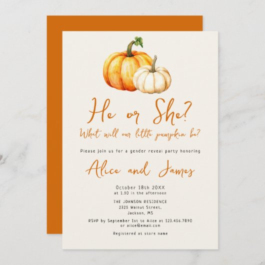 Een beetje pompoen rustieke Herfst gender reveal p Kaart (Voorkant / Achterkant)