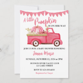 Een beetje pompoen rustieke roze truck BABY SHOWER Kaart