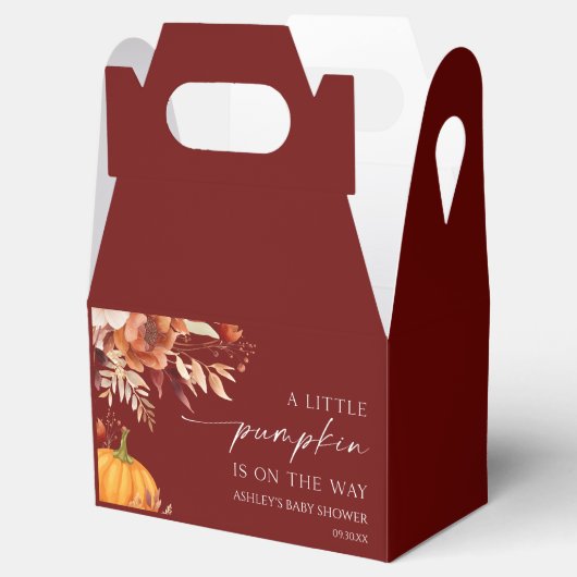 Een beetje pompoen Rusty Bourgogne Floral Baby sho Bedankdoosjes (Geopend)