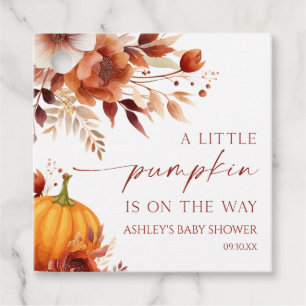 Een beetje pompoen Rusty Bourgogne Floral Baby sho Bedankjes Labels
