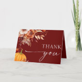 Een beetje pompoen Rusty Bourgogne Floral Baby sho Bedankkaart (Voorkant)