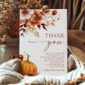 Een beetje pompoen Rusty Bourgogne Floral Baby sho Bedankkaart