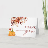 Een beetje pompoen Rusty Bourgogne Floral Baby sho Bedankkaart (Voorkant)