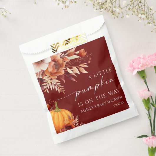 Een beetje pompoen Rusty Bourgogne Floral Baby sho Bedankzakje (Gezegeld)