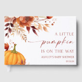 Een beetje pompoen Rusty Bourgogne Floral Baby sho Gastenboek (Voorkant)