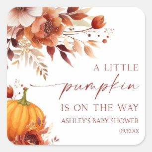 Een beetje pompoen Rusty Bourgogne Floral Baby sho Vierkante Sticker