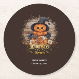 Een beetje pompoen Schattige Kawaii Glitters Baby  Ronde Kartonnen Onderzetter