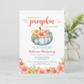 Een beetje pompoen Sinaasappel herfst bloemig Baby Kaart (Staand voorkant)