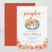 Een beetje pompoen Sinaasappel herfst bloemig Baby Kaart (Voorkant / Achterkant)